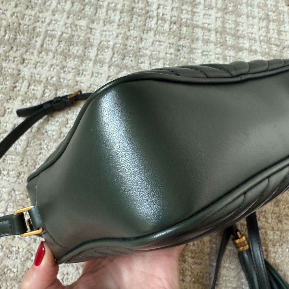 Saint Laurent Dark Green Quilted Crossbody Bag - Picture 6 of 8